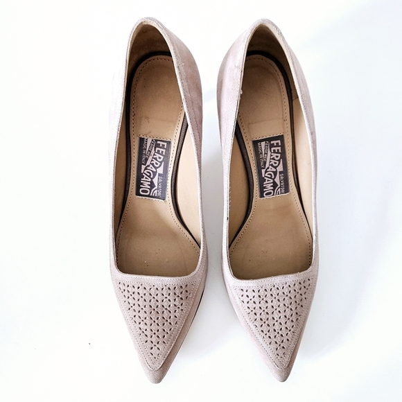 Salvatore Ferragamo suede pump pointed toe Size 7 US / 7cm heels "Pauleen" - Picture 13 of 16